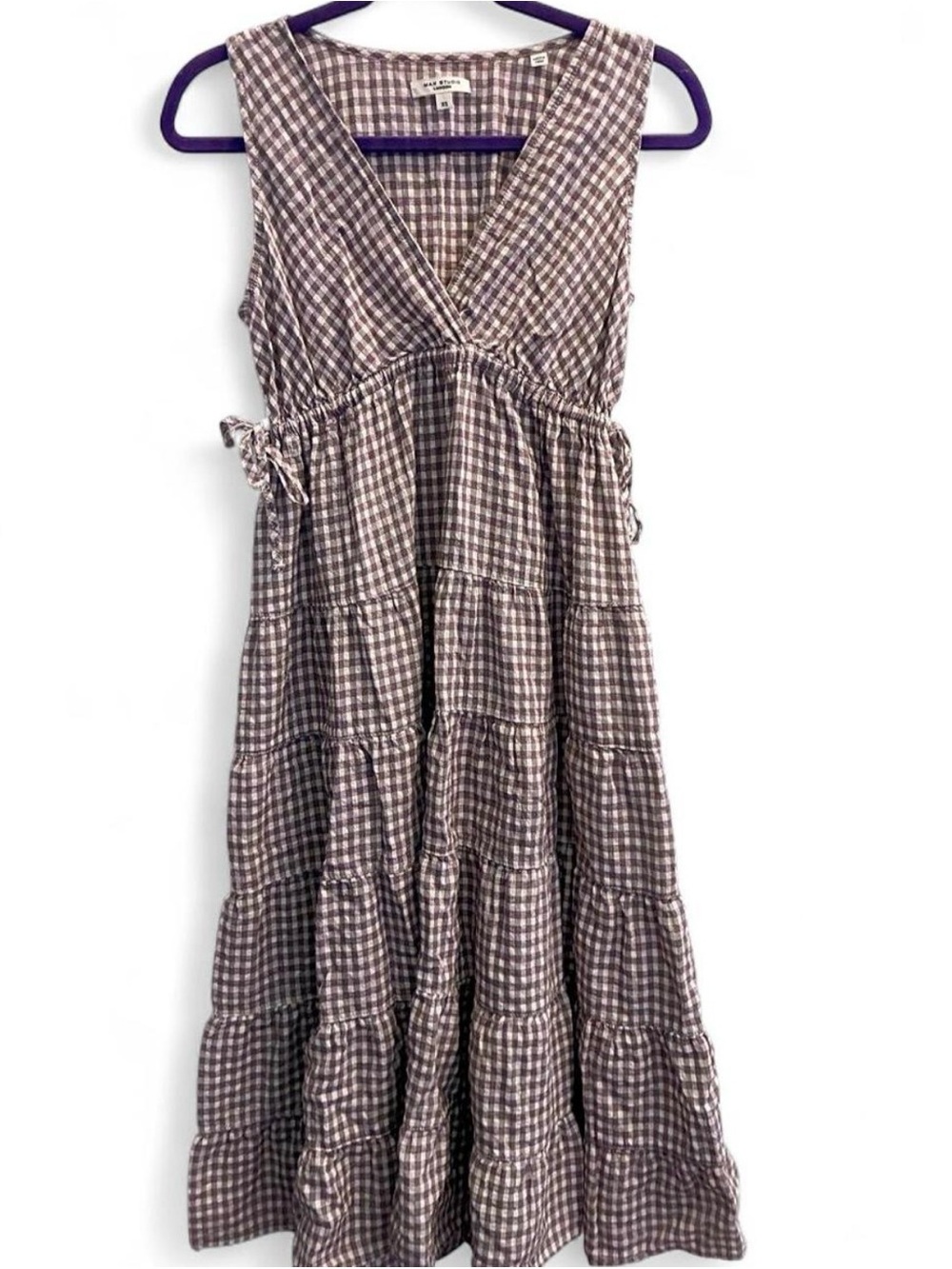 Max Studio Women’s Cottage  Gingham Tiered Midi Dress size XS